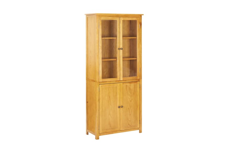 Kirjahylly 4 ovella 90x35x200 cm täysi tammi ja lasi - Säilytys - Hylly - Kirjahylly