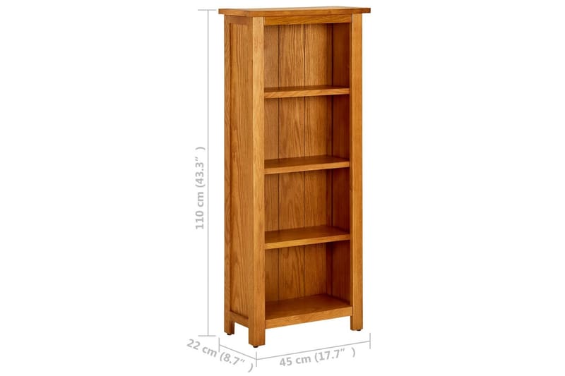 Kirjahylly 4 tasoa 45x22x110 cm täystammi - Ruskea - Säilytys - Hylly - Kirjahylly