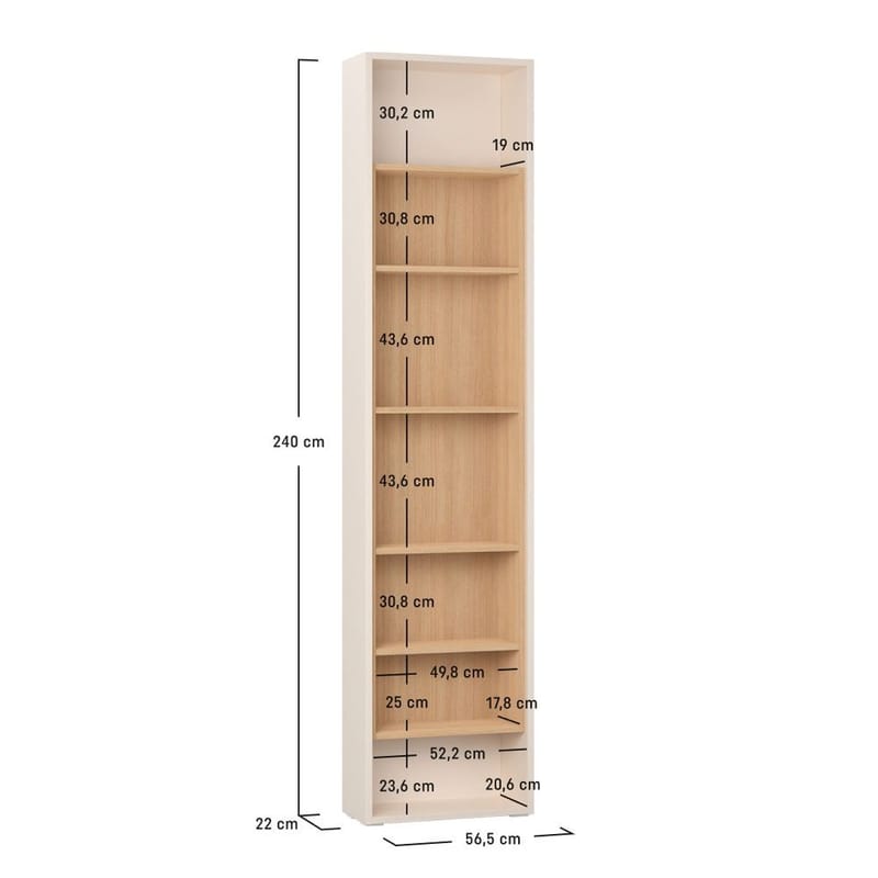 Kirjahylly 4 You Fresh 4 Ovea Vaatekaapin Sivulla - 240,6 cm - Säilytys - Hylly - Kirjahylly