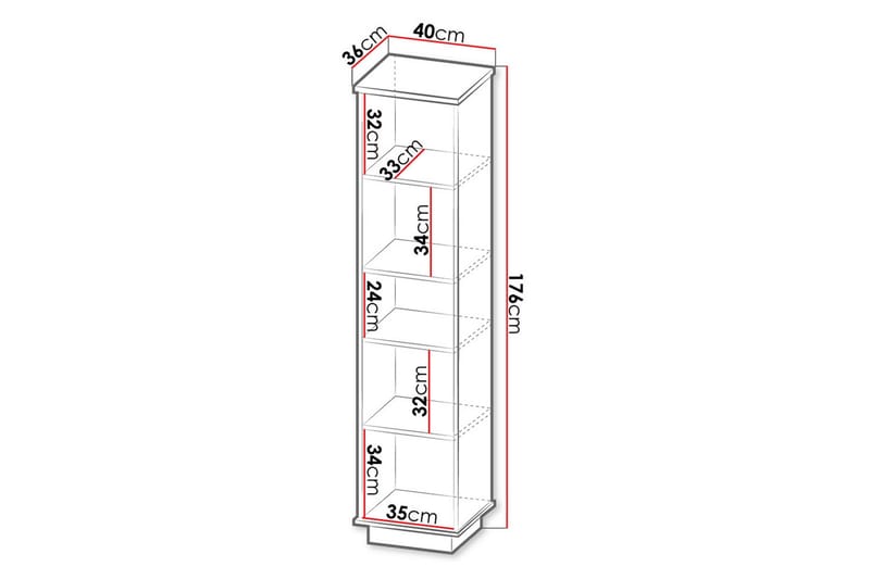 Kirjahylly 40 cm tammea - Musta|Ruskea - Säilytys - Hylly - Kirjahylly