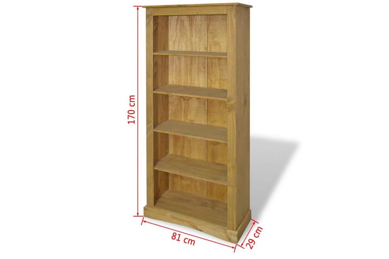 Kirjahylly 5 tasoa Meksikon mänty Corona-sarja 81x29x170 cm - Ruskea - Säilytys - Hylly - Kirjahylly