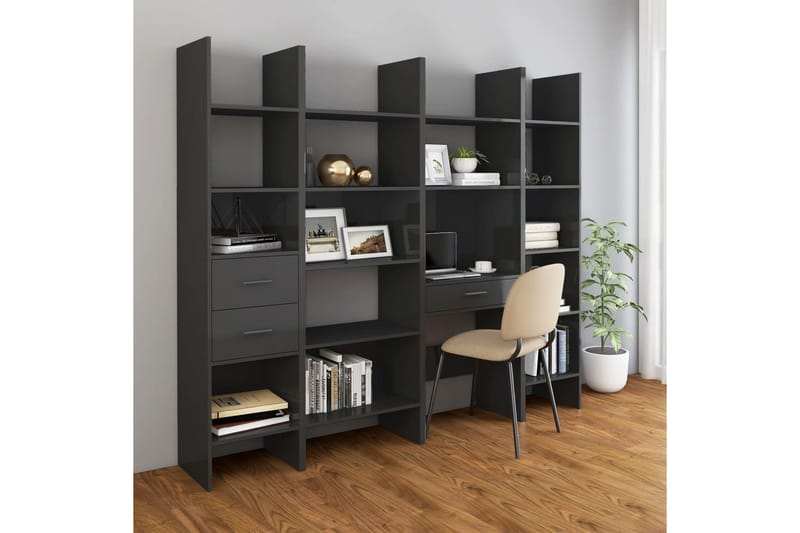 Kirjahylly 60x35x180 cm - Harmaa Korkeakiilto - Säilytys - Hylly - Kirjahylly