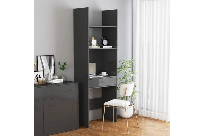 Kirjahylly 60x35x180 cm - Harmaa Korkeakiilto - Säilytys - Hylly - Kirjahylly