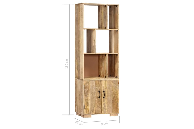Kirjahylly 60x35x180 cm kiinteä mangopuu - Ruskea - Säilytys - Hylly - Kirjahylly