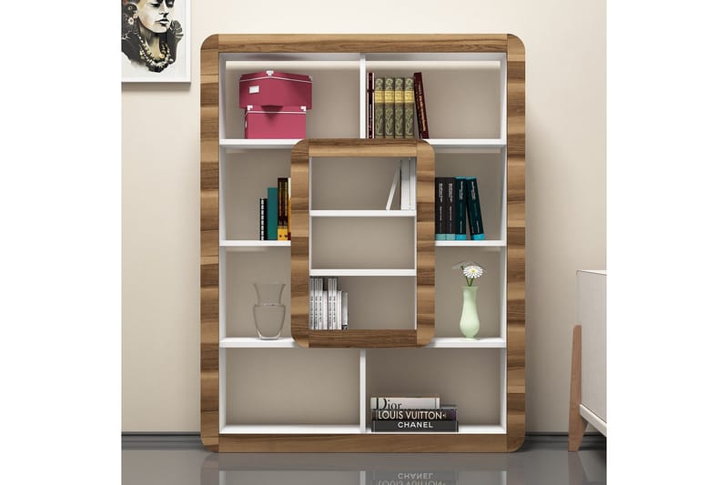 Kirjahylly Amtorp 109 cm - Valkoinen/Ruskea - Säilytys - Hylly - Kirjahylly