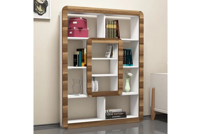 Kirjahylly Amtorp 109 cm - Valkoinen/Ruskea - Säilytys - Hylly - Kirjahylly