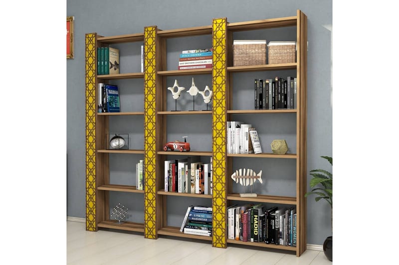 Kirjahylly Amtorp 184 cm - Ruskea/Keltainen - Säilytys - Hylly - Kirjahylly