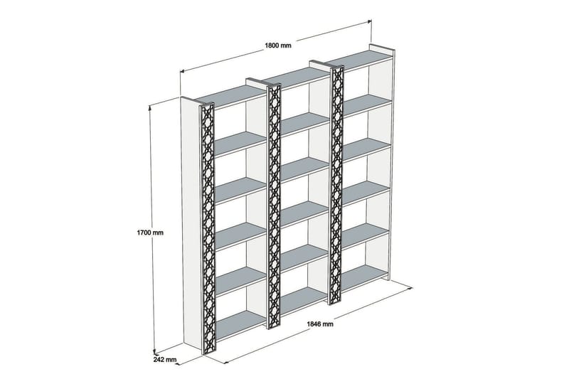 Kirjahylly Amtorp 184 cm - Ruskea/Valkoinen - Säilytys - Hylly - Kirjahylly