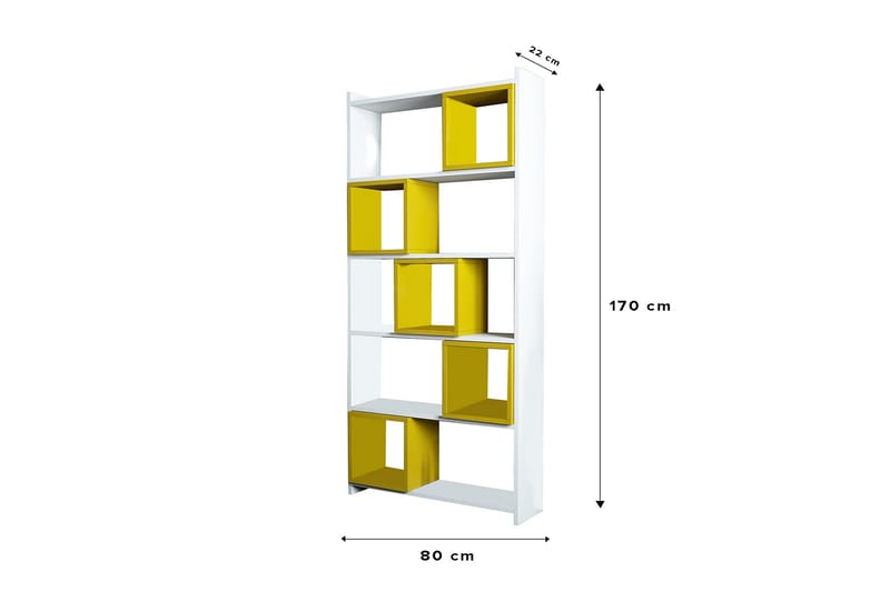 Kirjahylly Amtorp 80 cm - Valkoinen/Keltainen - Kirjahylly - Hylly