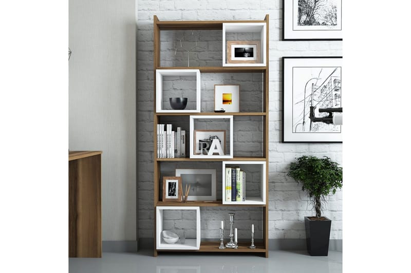 Kirjahylly Amtorp 80 cm - Valkoinen/Ruskea - Säilytys - Hylly - Kirjahylly