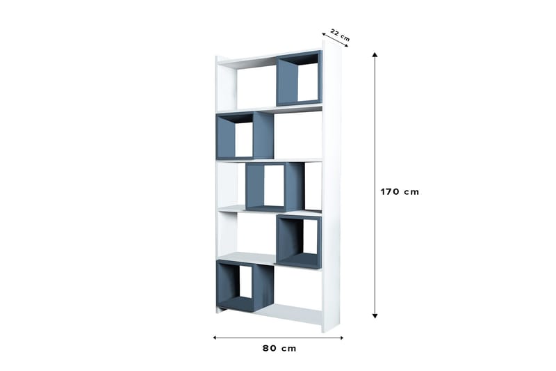 Kirjahylly Amtorp 80 cm - Valkoinen/Sininen - Säilytys - Hylly - Kirjahylly
