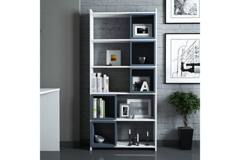 Kirjahylly Amtorp 80 cm - Valkoinen/Sininen - Säilytys - Hylly - Kirjahylly