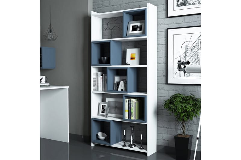 Kirjahylly Amtorp 80 cm - Valkoinen/Sininen - Säilytys - Hylly - Kirjahylly