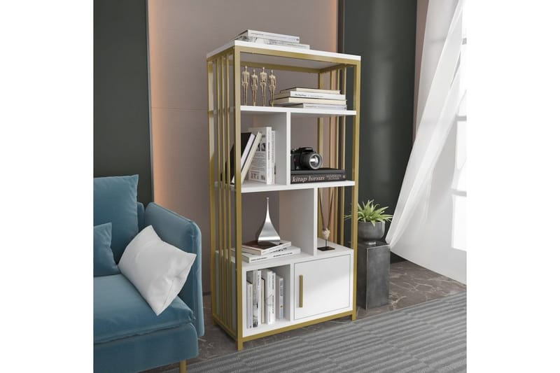 Kirjahylly Arven Valkoinen / Kulta - Valkoinen / Kulta - Säilytys - Hylly - Kirjahylly