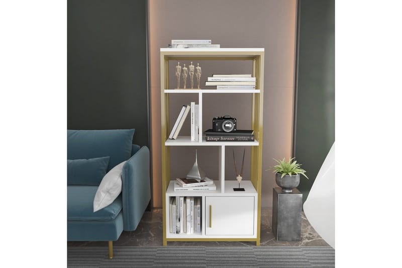 Kirjahylly Arven Valkoinen / Kulta - Valkoinen / Kulta - Säilytys - Hylly - Kirjahylly