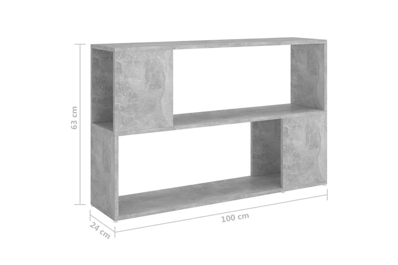 Kirjahylly betoninharmaa 100x24x63 cm lastulevy - Harmaa - Kirjahylly - Hylly