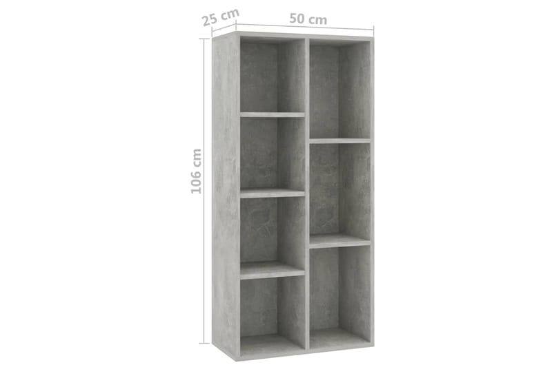 Kirjahylly betoninharmaa 50x25x106 cm lastulevy - Säilytys - Hylly - Kirjahylly