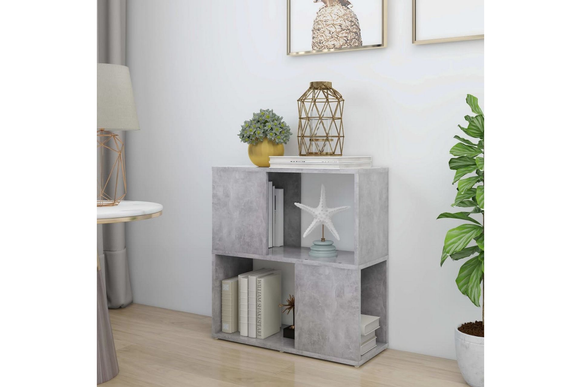 Kirjahylly betoninharmaa 60x24x63 cm lastulevy - Harmaa - Säilytys - Hylly - Kirjahylly