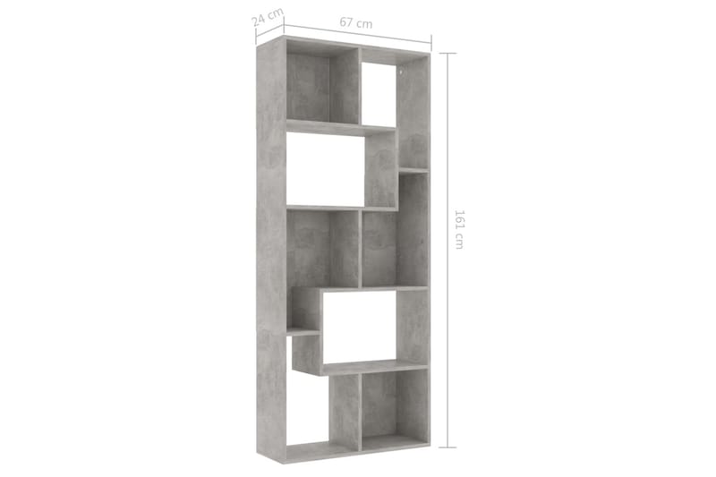Kirjahylly betoninharmaa 67x24x161 cm lastulevy - Säilytys - Hylly - Kirjahylly
