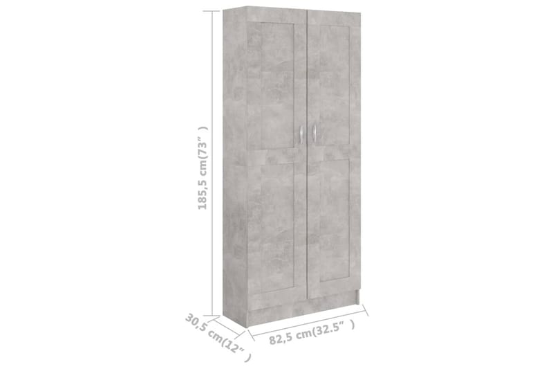 Kirjahylly betoninharmaa 82,5x30,5x185,5 cm lastulevy - Harmaa - Säilytys - Hylly - Kirjahylly