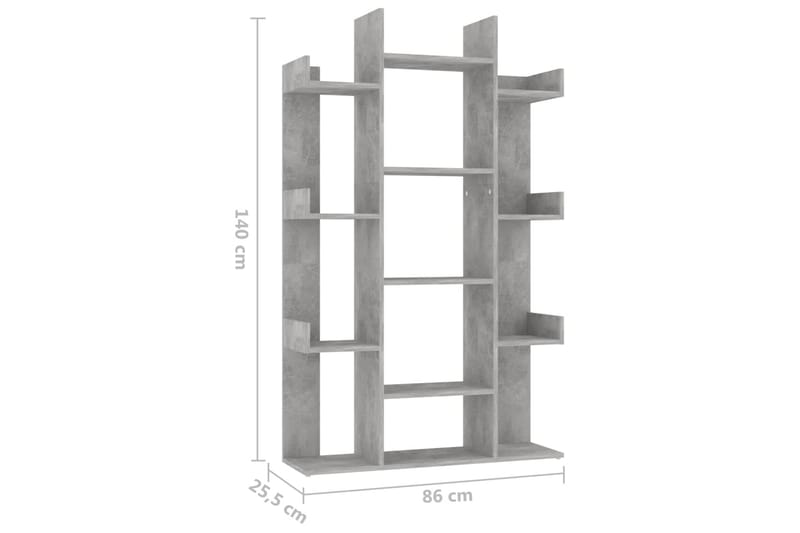Kirjahylly betoninharmaa 86x25,5x140 cm lastulevy - Harmaa - Säilytys - Hylly - Kirjahylly