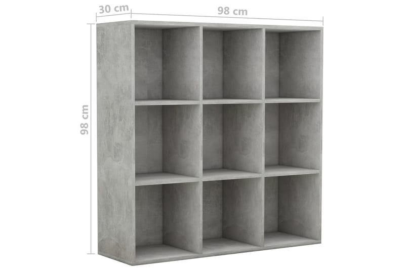 Kirjahylly betoninharmaa 98x30x98 cm lastulevy - Säilytys - Hylly - Kirjahylly