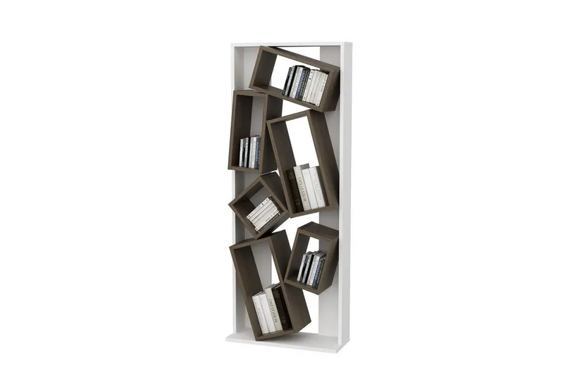 Kirjahylly Bloemendal Valkoinen / Pähkinäpuu, Ruskea/Valkoinen