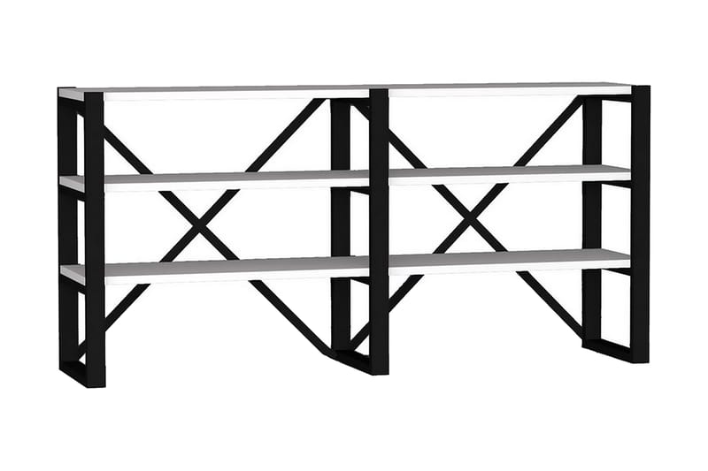 Kirjahylly Bodrumas 133x32 cm 6 hyllyä - Valkoinen/Musta - Säilytys - Hylly - Kirjahylly