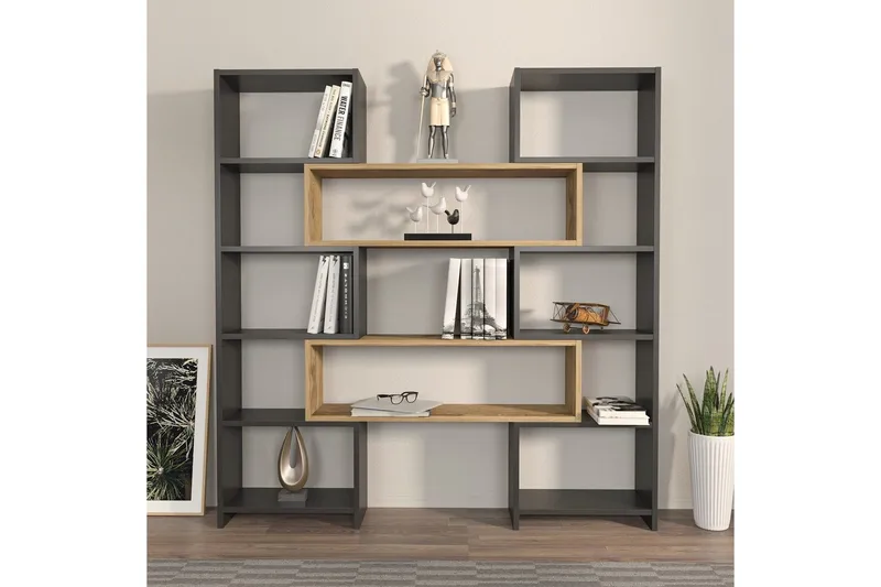 Kirjahylly Bravelle Musta / Tammi - Beige/Musta - Säilytys - Hylly - Kirjahylly