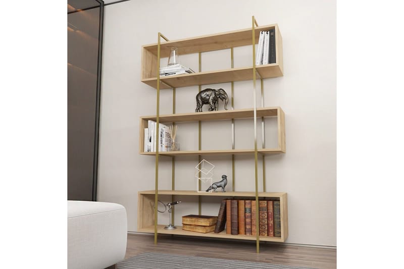 Kirjahylly Bruti Tammi / Kulta - Tammi / Kulta - Säilytys - Hylly - Kirjahylly