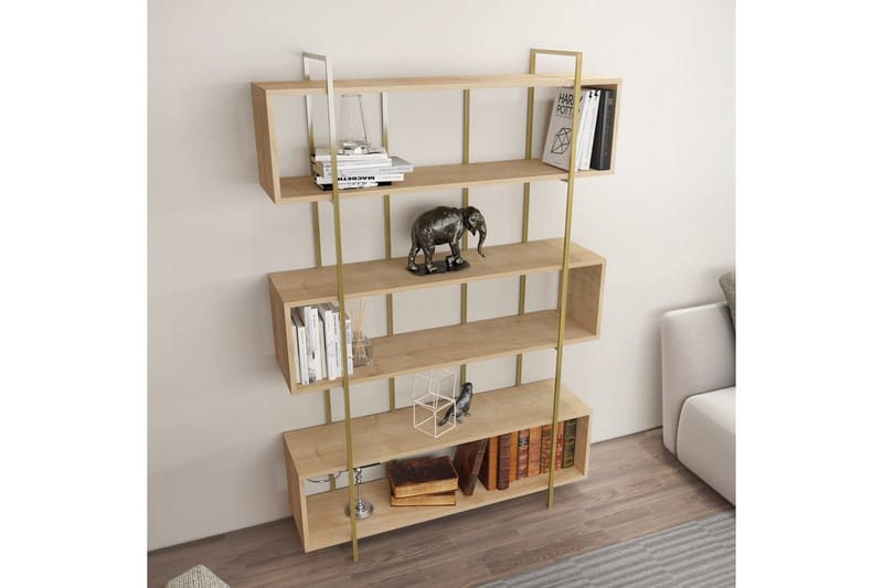 Kirjahylly Bruti Tammi / Kulta - Tammi / Kulta - Säilytys - Hylly - Kirjahylly