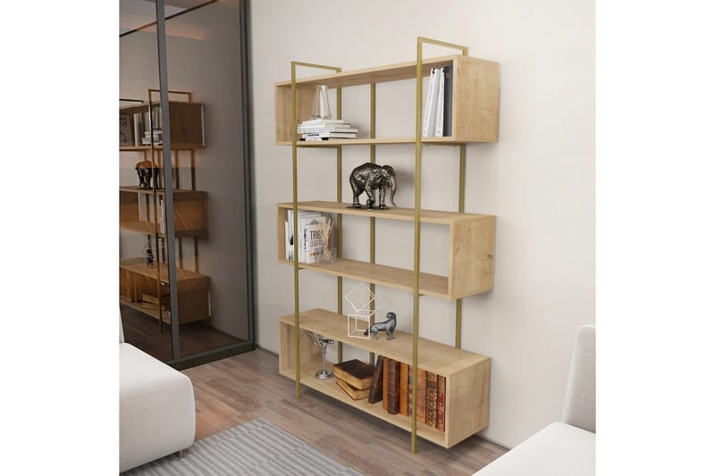 Kirjahylly Bruti Tammi / Kulta - Tammi / Kulta - Säilytys - Hylly - Kirjahylly