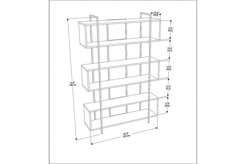 Kirjahylly Bruti Valkoinen / Kulta - Valkoinen / Kulta - Säilytys - Hylly - Kirjahylly