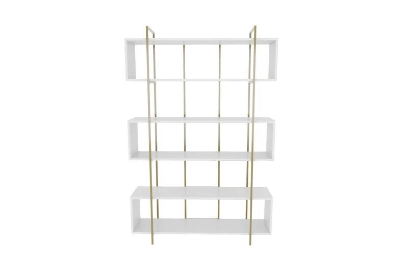 Kirjahylly Bruti Valkoinen / Kulta - Valkoinen / Kulta - Säilytys - Hylly - Kirjahylly