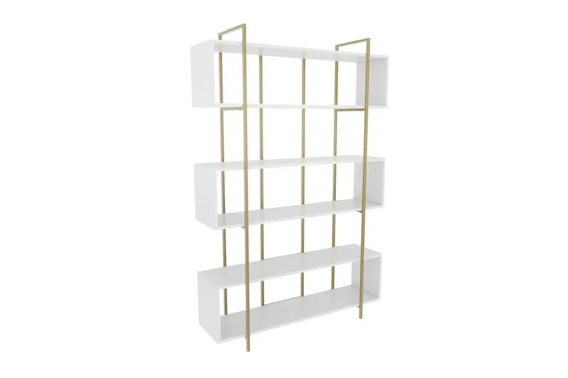Kirjahylly Bruti Valkoinen / Kulta - Valkoinen / Kulta - Säilytys - Hylly - Kirjahylly