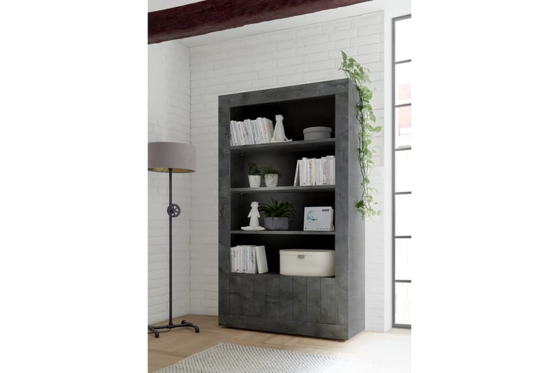 Kirjahylly Calpino 110 cm - Tummanharmaa Betoni - Säilytys - Hylly - Kirjahylly