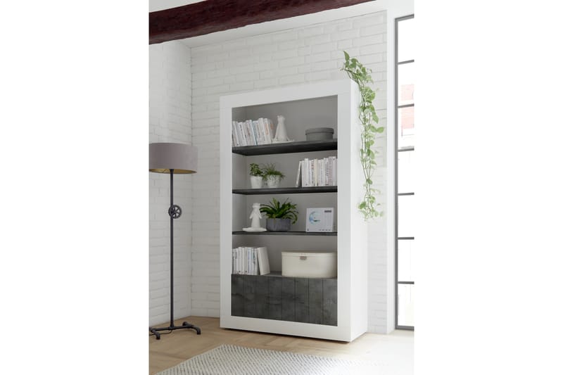 Kirjahylly Calpino 110 cm - Valkoinen/Harmaameleerattu - Säilytys - Hylly - Kirjahylly