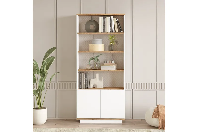 Kirjahylly Calrin 77,5 cm - Ruskea/Valkoinen - Säilytys - Hylly - Kirjahylly