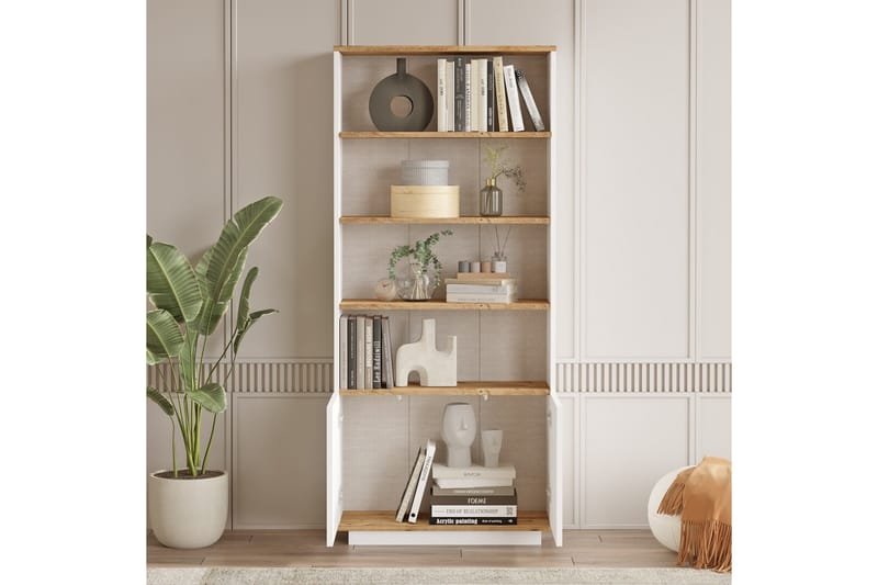 Kirjahylly Calrin 77,5 cm - Ruskea/Valkoinen - Säilytys - Hylly - Kirjahylly
