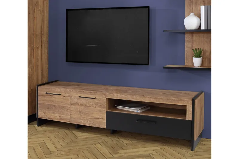 Kirjahylly Chepelare 41x187 cm - Ruskea/Musta - Säilytys - Hylly - Kirjahylly