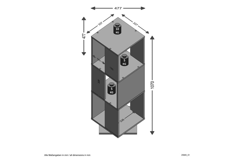 Kirjahylly Collevalenza - Luonnonväri - Säilytys - Hylly - Kirjahylly