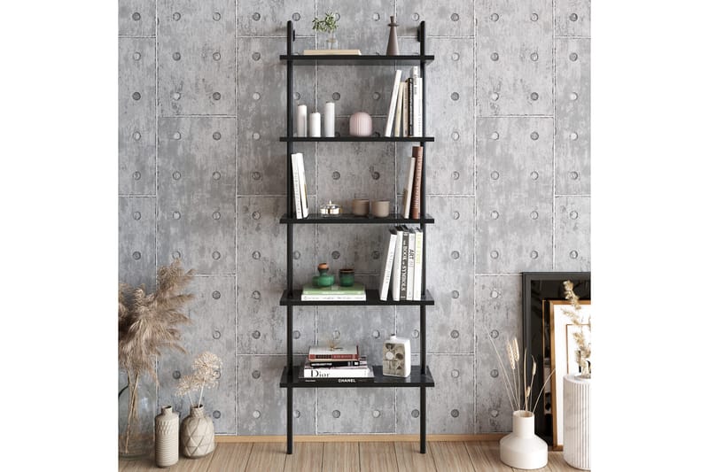 Kirjahylly Dalasjö - Musta/Marmori - Säilytys - Hylly