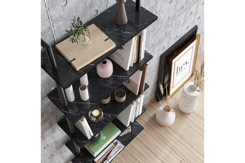 Kirjahylly Dalasjö - Musta/Marmori - Säilytys - Hylly