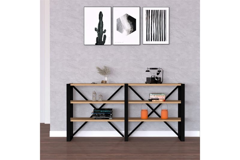 Kirjahylly Datca 133x32 cm 6 hyllyä - Sininen/Musta - Säilytys - Hylly - Kirjahylly