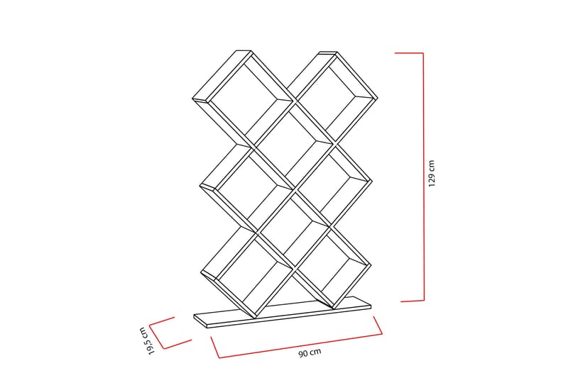 Decorotika kirjahylly 90 cm maalattua puuta - Punainen - Säilytys - Hylly - Kirjahylly