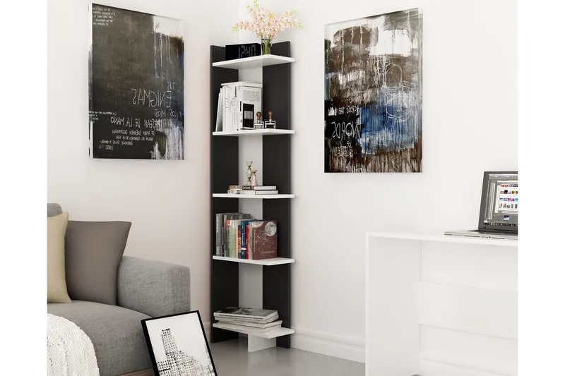 Kirjahylly Dumö 45 cm - Musta/Valkoinen - Säilytys - Hylly - Kirjahylly