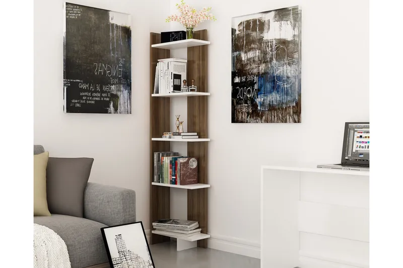 Kirjahylly Dumö 45 cm - Ruskea/Valkoinen - Säilytys - Hylly - Kirjahylly