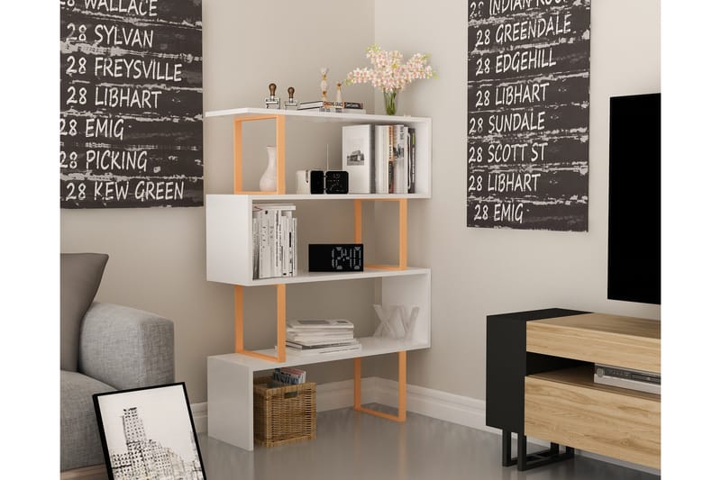 Kirjahylly Dumö 92 cm - Keltainen/Valkoinen - Säilytys - Hylly - Kirjahylly