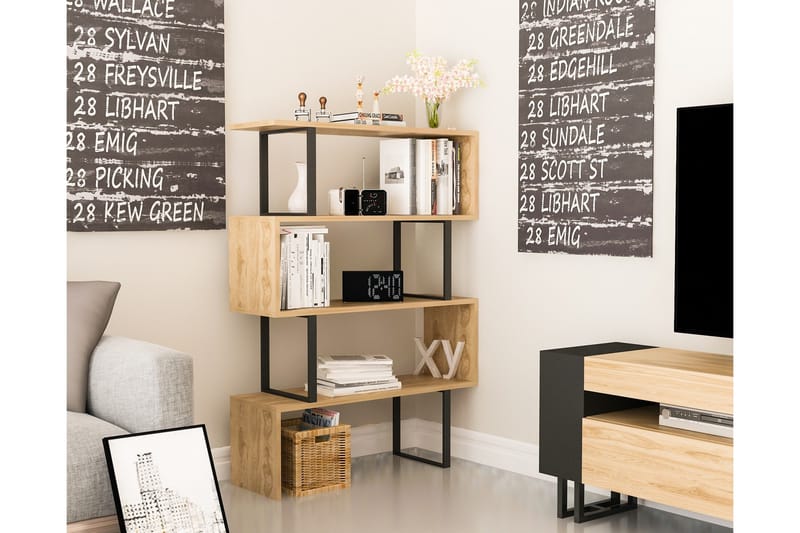 Kirjahylly Dumö 92 cm - Ruskea/Musta - Säilytys - Hylly - Kirjahylly