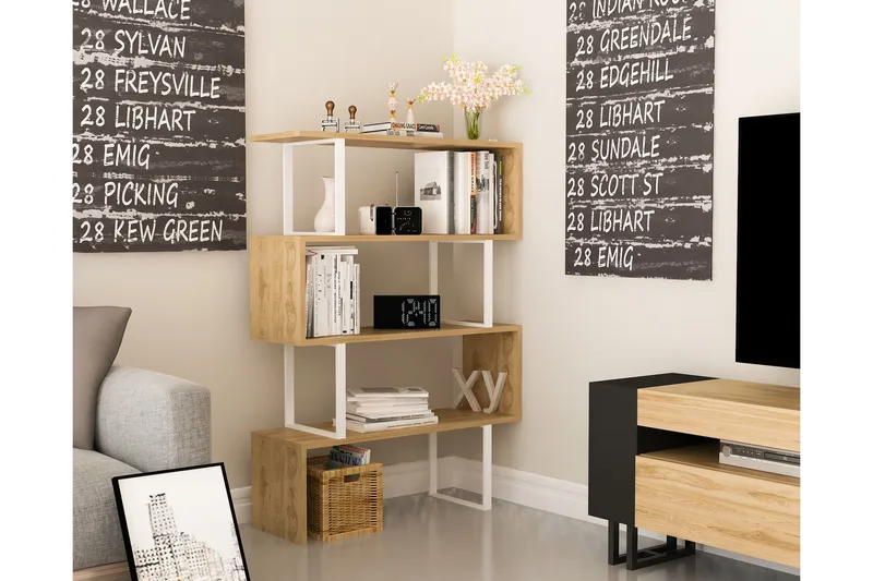 Kirjahylly Dumö 92 cm - Ruskea/Valkoinen - Säilytys - Hylly - Kirjahylly